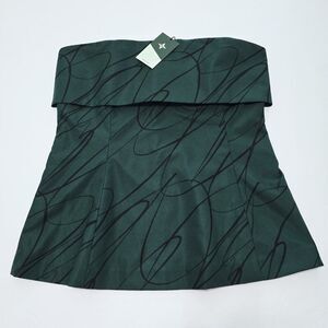 Nwt TUCKERNUCK - XL Pine Twombly Adrienne Strapless Peplum Flare Top Green